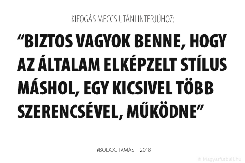 Biztos vagyok benne, hogy az általam elképzelt stílus máshol, egy kicsivel több szerencsével, működne.